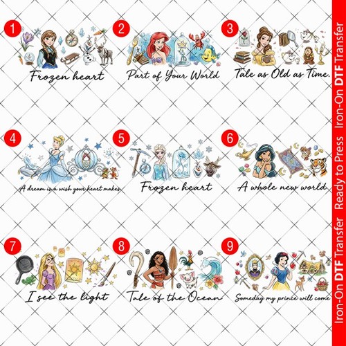 Disney princesses dtf iron - disney,