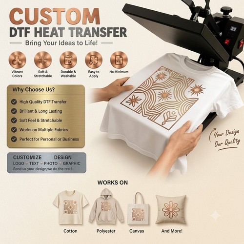 Custom dtf heat - transfer, iron