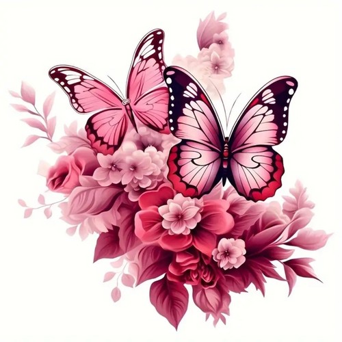 Pink butterfly flowers iron - flowers,