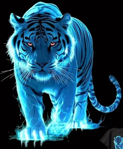 Glowing blue tiger 18cm - glowing,